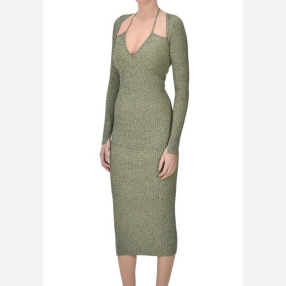 Sold.   JONATHAN SIMKHAI ribbed knit dress M green - Picture 6 of 7